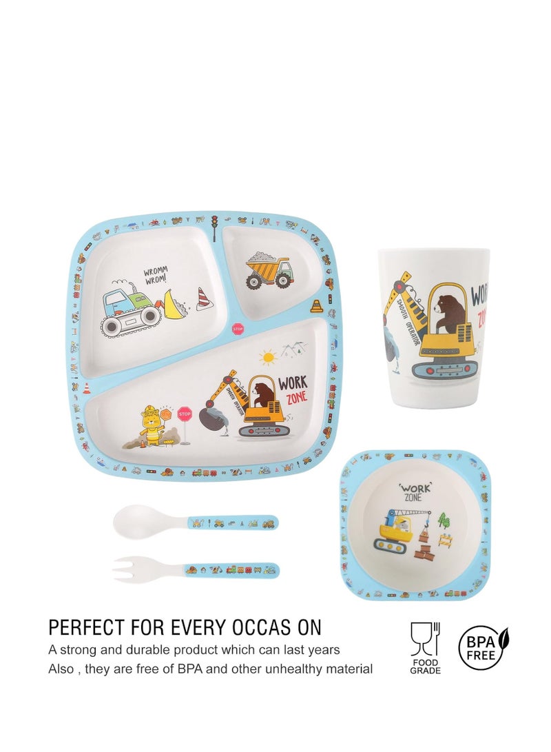 Factory Price 5 Piece Construction Bamboo Tableware Set - Image 5
