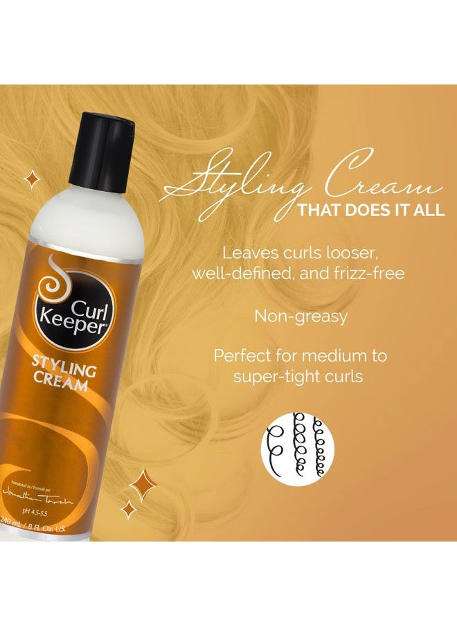 Curl Keeper Hair Styling Cream for Curly Hair, 8 Fl Oz - Frizz-Free Curl Defining Cream Defines, Detangles & Moisturizes for All Curl Types - Silicone-Free & Water Based Hair Styler or Men & Women  - Image 2