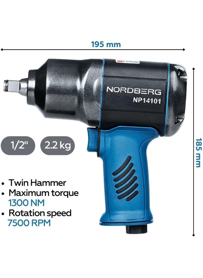 NORDBERG Air Impact Wrench 1/2 Inch Drive,1300 Nm,Np14101  - Image 4