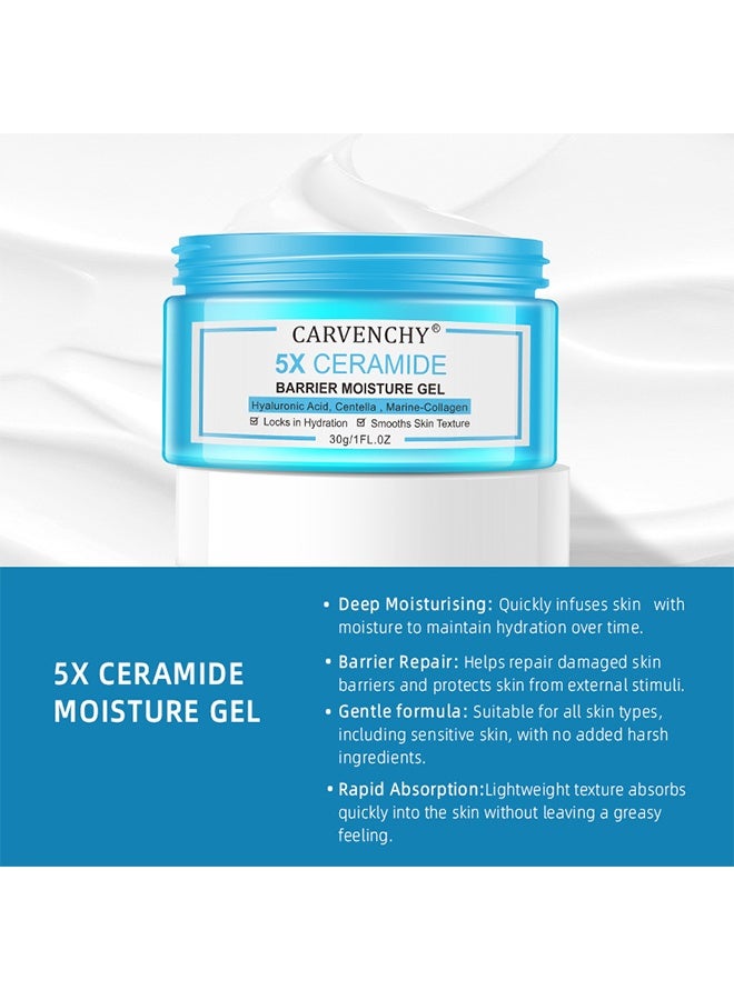 CARVENCHY 5X Ceramide Barrier Moisture Gel, Hyaluronic Acid, Centella , Marine-Collagen , Locks In Hydration, Smooths Skin Texture, Moisturizing Cream Fragrance Free Non-Comedogenic 30g - Image 5