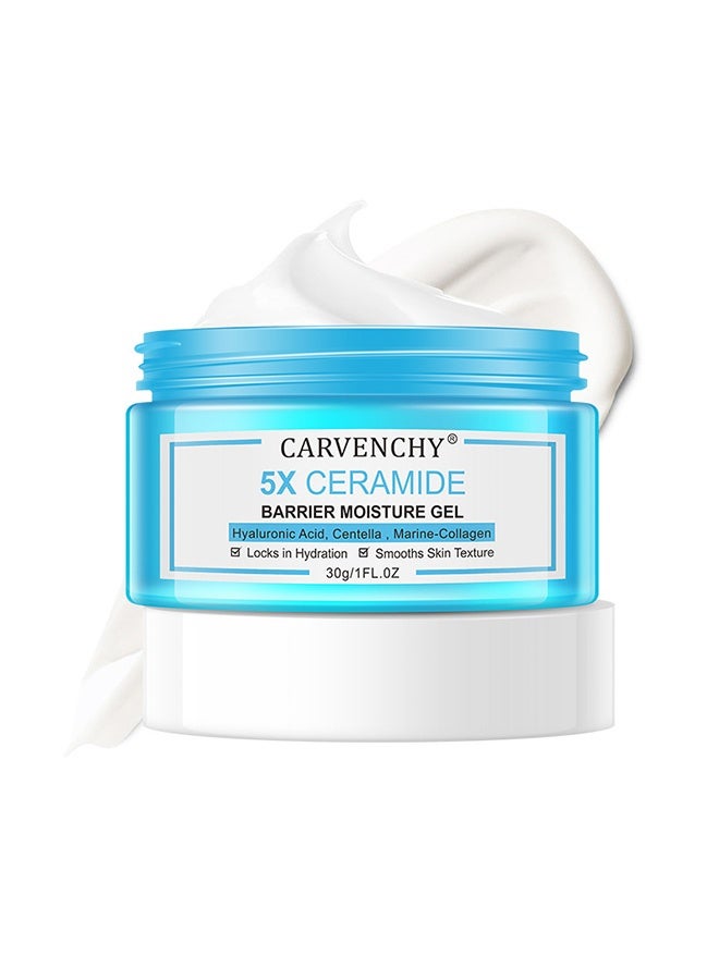 CARVENCHY 5X Ceramide Barrier Moisture Gel, Hyaluronic Acid, Centella , Marine-Collagen , Locks In Hydration, Smooths Skin Texture, Moisturizing Cream Fragrance Free Non-Comedogenic 30g - Image 1