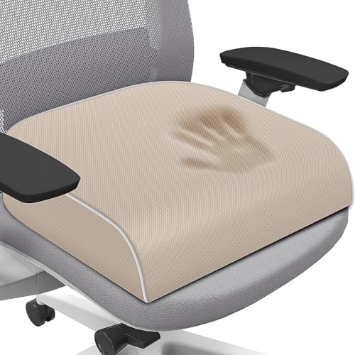 SweetSlubr Seat Cushion for Tailbone Pain Relief Office Chair Cushion Memory Foam Large Chair Cushion with NonSlip Cover for Soft Support at Office Chair Car Seat Airplane BeigeLarge - Image 1