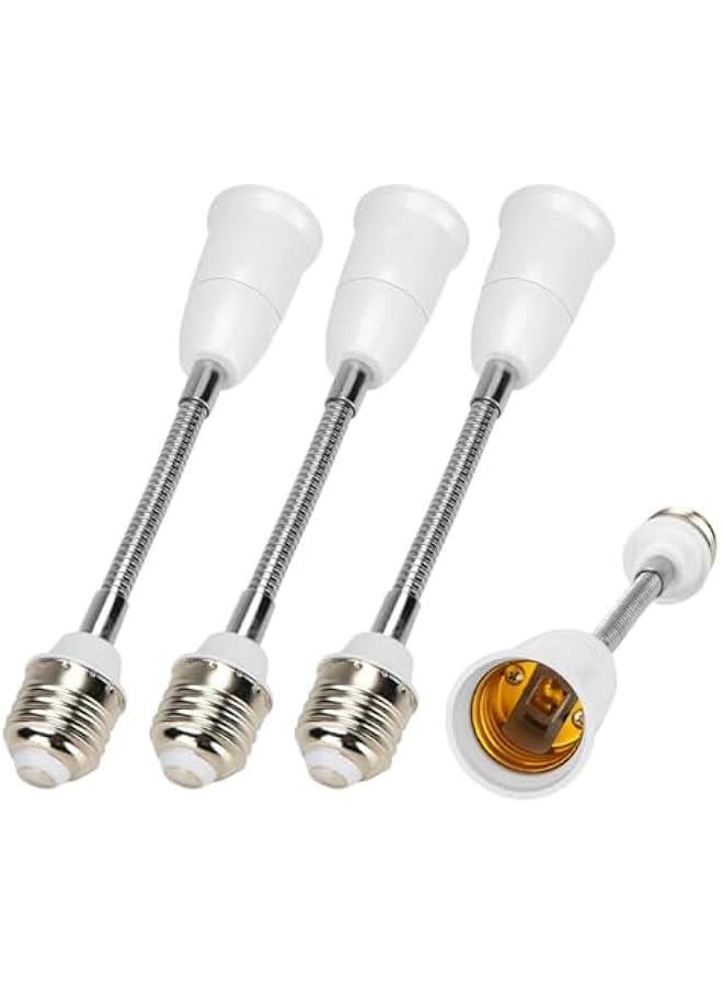 4 Pack E27 Flexible Light Bulb Socket Extender, 7.8-inch Adjustable Edison Bulb Adapter for He Lighting Fixtures, LED Grow Light Stand - Image 1