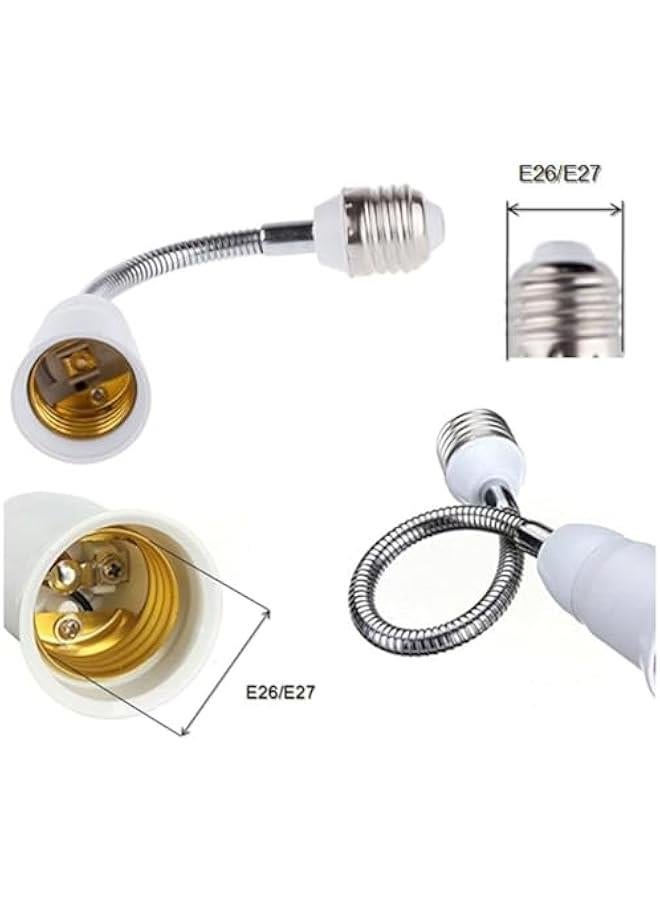 4 Pack E27 Flexible Light Bulb Socket Extender, 7.8-inch Adjustable Edison Bulb Adapter for He Lighting Fixtures, LED Grow Light Stand - Image 3