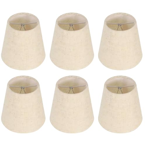 Kenqulio Small Lamp Shades Clip on Bulb, Chandelier Shades Set of 6, Mini Linen Lampshade 3.5x5x5.5in Small Lamp Shade for Chandelier Lamp Replacement - Image 1