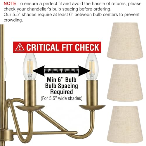 Kenqulio Small Lamp Shades Clip on Bulb, Chandelier Shades Set of 6, Mini Linen Lampshade 3.5x5x5.5in Small Lamp Shade for Chandelier Lamp Replacement - Image 4