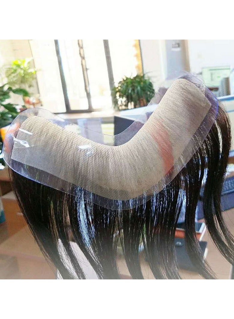 إستيل باروكة شعر الجبهة للرجال، شعر بشري 100%، قطع شعر رجالية من البولي يوريثين، غطاء شعر أمامي لأنظمة استبدال خط الشعر الطبيعي المتراجع - Image 4