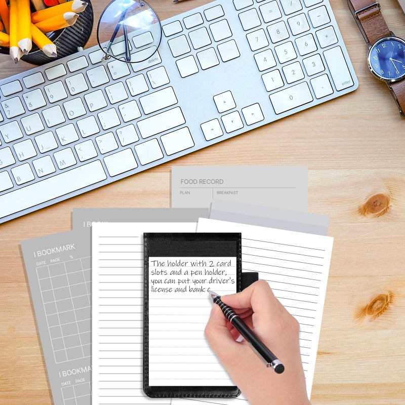 Koogel 11PCS Mini Pocket Notepad Holder Set, Pocket Notepad Flip Notepad with Pen Leather Pocket Notebook for Office School Business Travel Meetings - Image 4