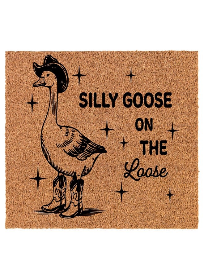 mip Welcome Doormat Coco Coir Door Mat Gift Silly Goose On The Loose Funny (24" x 16") - Image 1