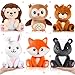 RoundFunny 6 Pcs Safari Animals Toys 7 Inch Owl Rabbit Fox Beaver Hedgehog Skunk Large Stuffed Animals Bulk for Woodland Baby Showers Party Decor Birthday Gifts Classroom Teacher Student Awards - Image 2