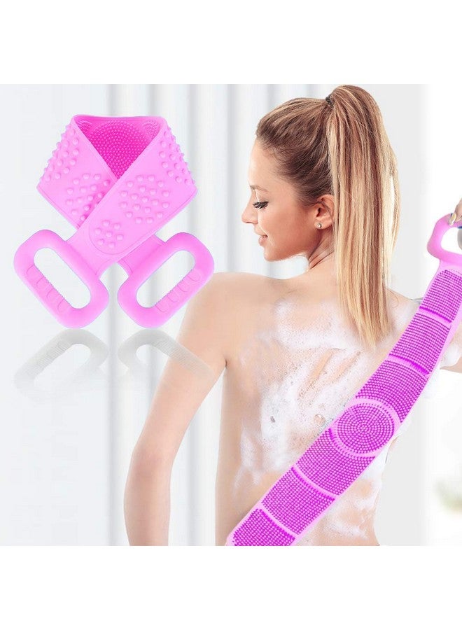 MWSLY Silicone Body Back Scrubber, Double Side Bathing Brush for Skin Deep Cleaning Massage, Dead Skin Removal Exfoliating Belt for Shower, for Men & Women (Multicolor) - Image 1