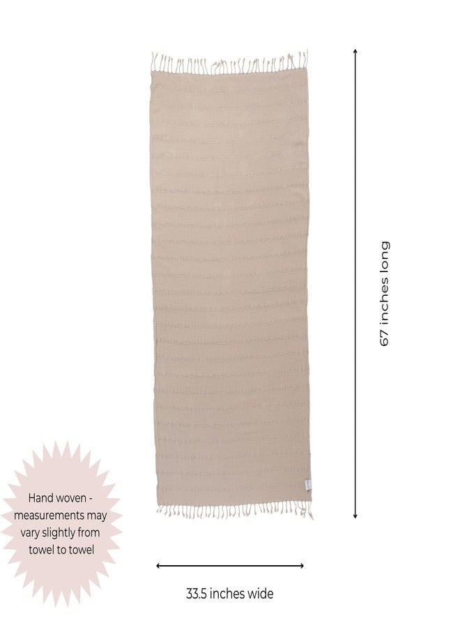 InfuseZen Stonewashed Turkish Bath & Beach Towel -100% Organic Turkish Cotton - Soft, Lightweight, Absorbent - Quick Dry, Sand Free - Swim, Pool, Shower, Travel - Peshtemal, Hammam Spa Towel - Beige - Image 3
