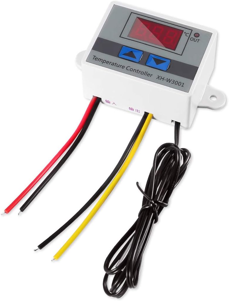 UMLIFE وحدة تحكم درجة الحرارة الرقمية LED، مفتاح ترموستات XH-W3001 مع مجس مقاوم للماء، ترموستات قابل للبرمجة للتسخين والتبريد (12V 10A 120W) - Image 1