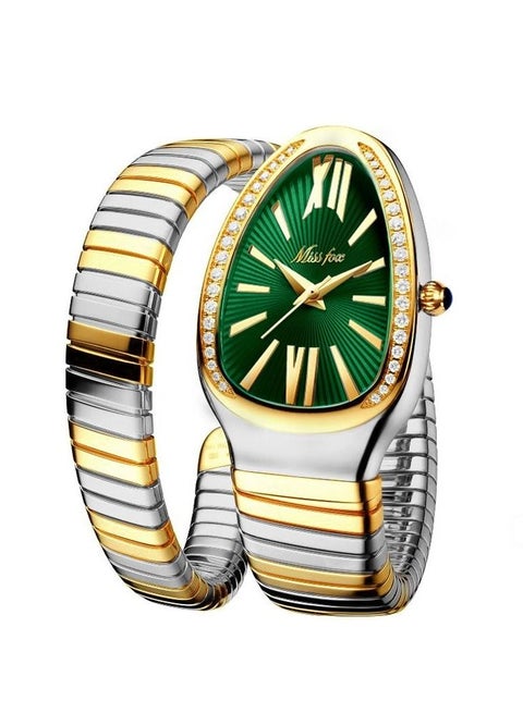 Luxury Gold Snake Watches Women Fashion Brands MISSFOX Diamond Quartz WristWatch Waterproof AAA Clock Lady Hot Gift
