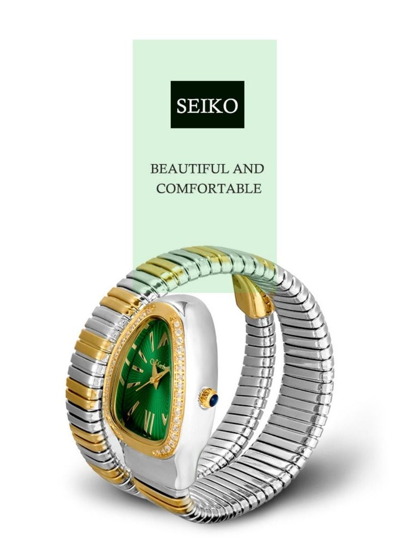 Luxury Gold Snake Watches Women Fashion Brands MISSFOX Diamond Quartz WristWatch Waterproof AAA Clock Lady Hot Gift