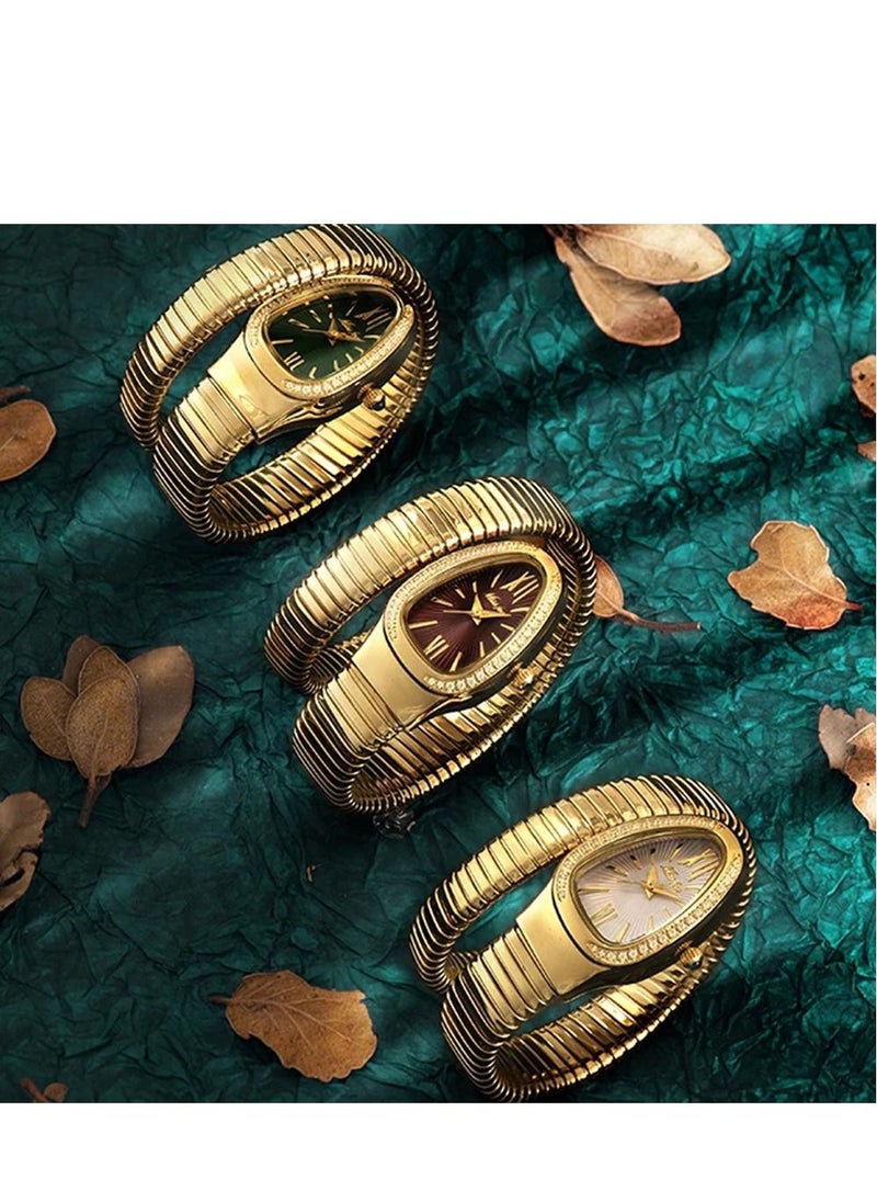 MISS FOX Luxury Gold Snake Watches Women Fashion Brands MISSFOX Diamond Quartz WristWatch Waterproof AAA Clock Lady Hot Gift  - Image 3