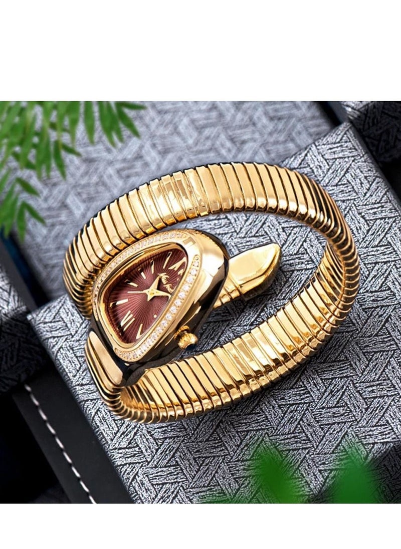 MISS FOX Luxury Gold Snake Watches Women Fashion Brands MISSFOX Diamond Quartz WristWatch Waterproof AAA Clock Lady Hot Gift  - Image 2