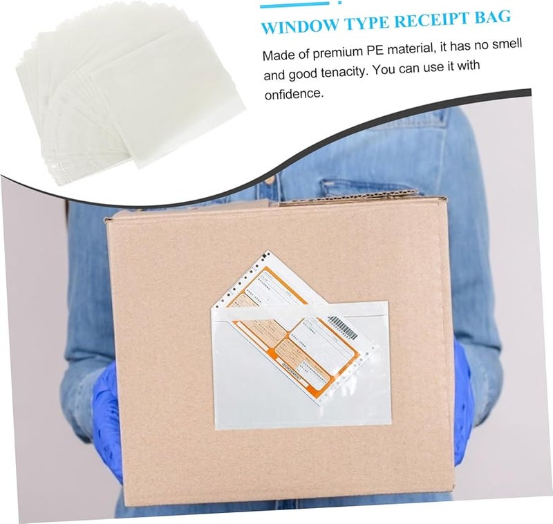 50 Pcs Transparent Self Adhesive Receipt Bags With Seal Window For Invoices Labels - Image 4