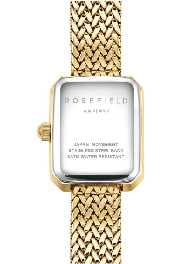 RoseField Rosefield Mini Octagon White Dial Gold Woven Mesh Strap  - Image 3