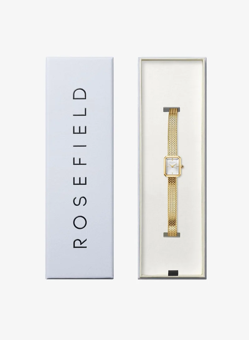 Rosefield  Rosefield Mini Octagon White Dial Gold Woven Mesh Strap for Women | Best Price UAE