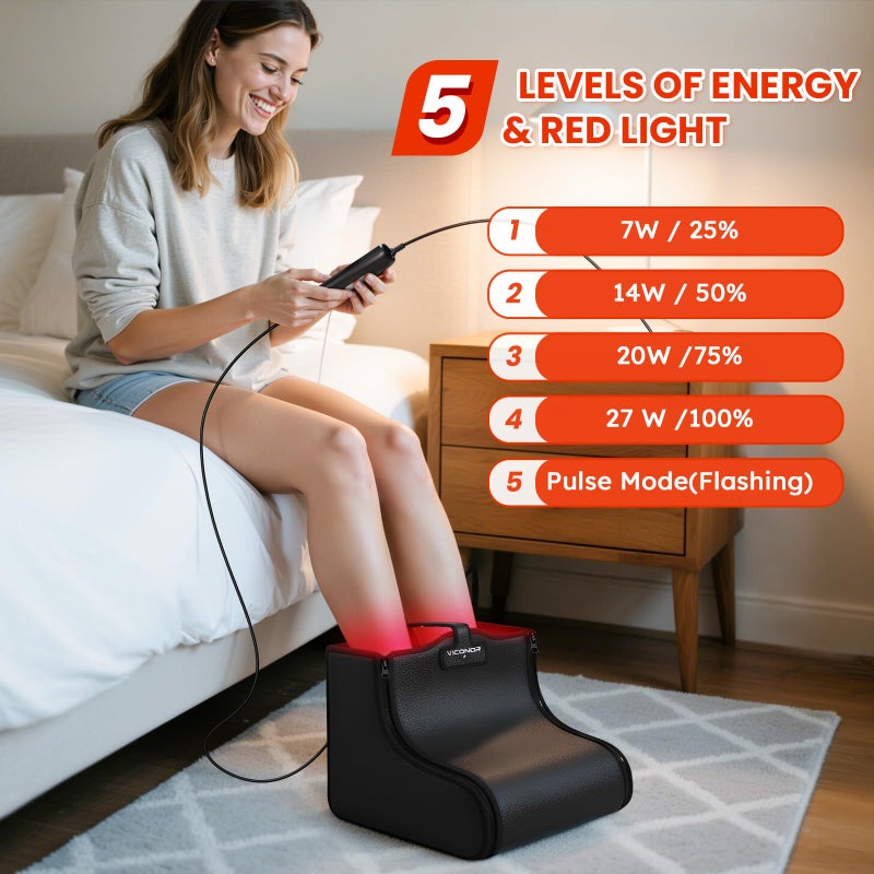 Viconor Red Light Therapy for Feet, Red Light Therapy Shoe Wraps for Feet and Ankle Neuropathy Relief - Portable Infrared Light Therapy Device for Foot & Ankle, Zipper Removable Adjustable Timer - Image 4