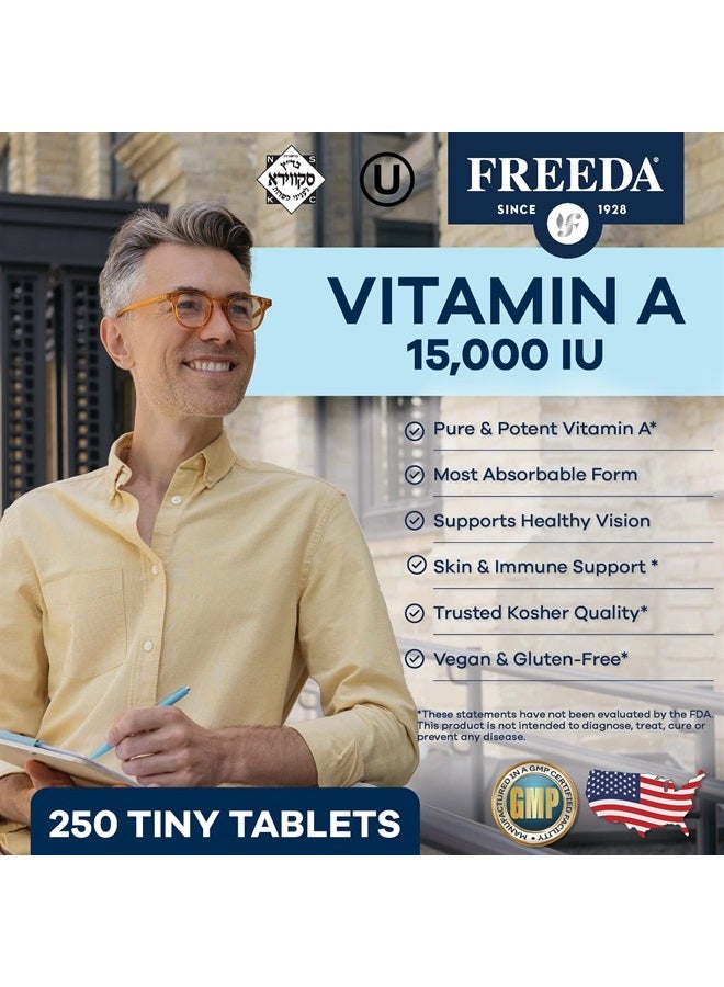 Freeda Kosher Vitamin A Palmitate - Retinyl Palmitate Pure Vitamin A 15,000 IU - Vitamin A Supplement to Support Eye, Vision & Immune Health - Vit A Vitamin Supplements - Vitamina A - 250 Tablets - Image 2