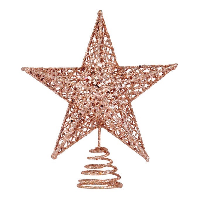 CHRISTMAS TREE TOPPER STARGLITTERING CHRISTMAS TREE DECORATION ORNAMENTS20CM ROSE GOLD