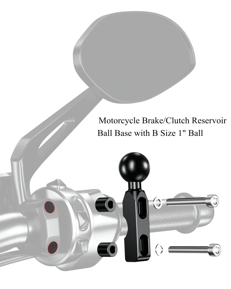 BRCOVAN Aluminum Alloy Mount Base with 1'' TPU Ball for Motorcycle Brake/Clutch Reservoir Compatible with RAM Mounts B Size 1'' Ball Double Socket Arm & Bike Motorcycle Phone Holder - Image 2