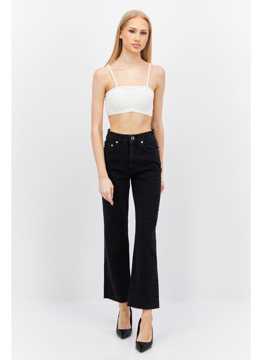 Asos Design - Women Regular Fit Dark Wash Stretchable Jeans, Black - Image 1