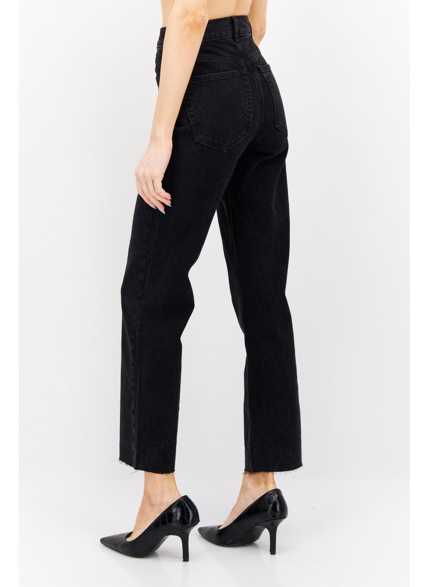 Asos Design - Women Regular Fit Dark Wash Stretchable Jeans, Black - Image 1