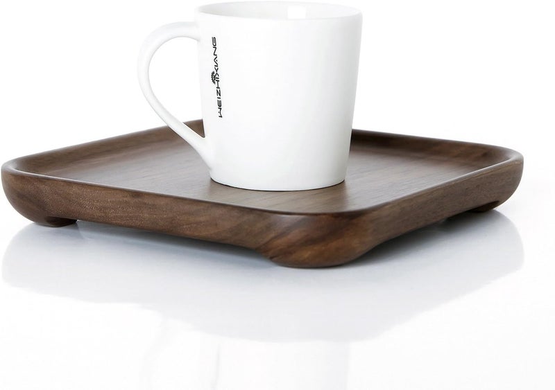 Winterworm Rustic Walnut Wooden Tray Solid Wood Serving Tray Square Rectangle Platter Tea Tray Coffee Table Tray (Square Small (6.3 x 6.3 inch)) - Image 2