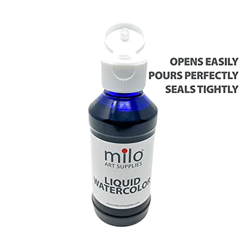 milo Liquid Watercolor Paint Set of 8 Colors | 4 oz Bottles | Washable, Safe and Non-Toxic | Made in USA | Art & Craft Paints for Kids, School Supplies Painting Set for Children | Easy to Pour Fluid Bottles - Image 4