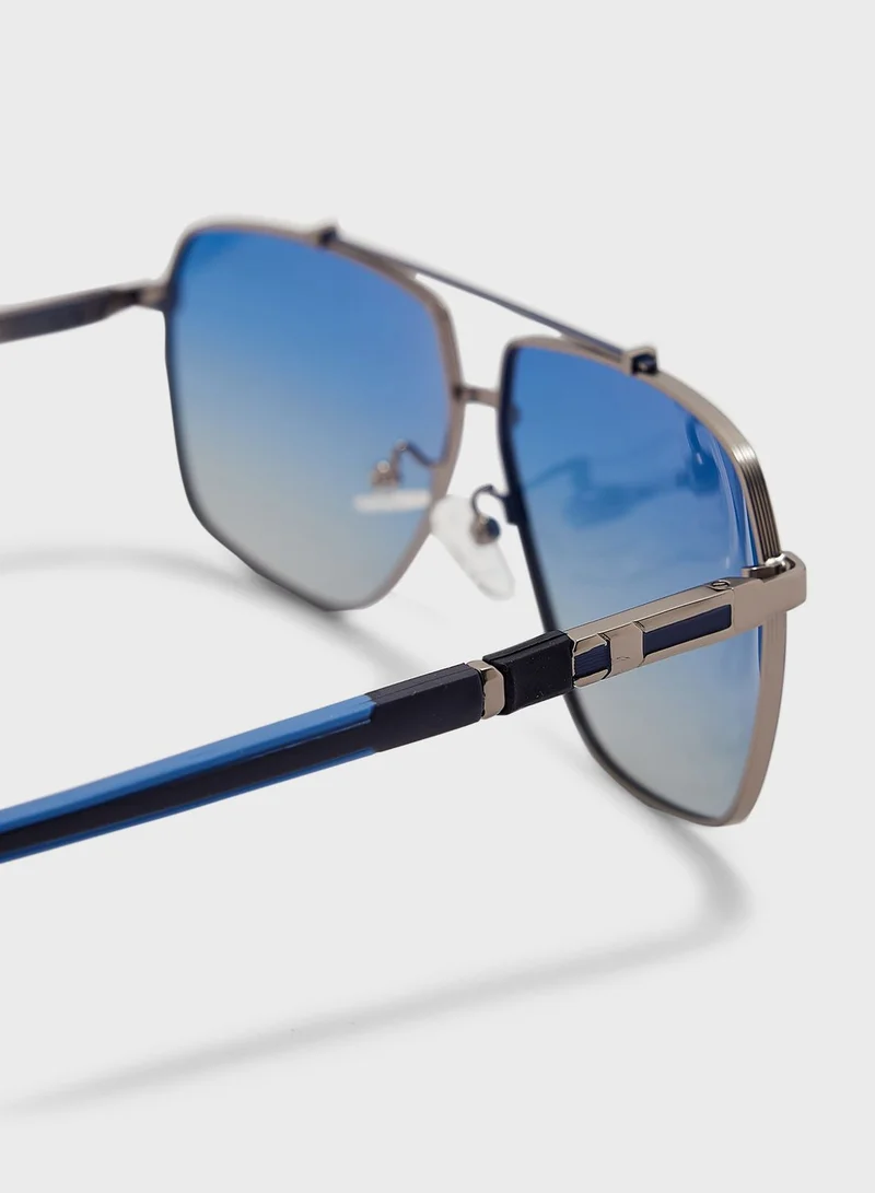 Seventy Five Polarized Angular Aviator Sunglasses