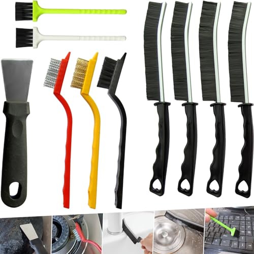 CRAFNEW 10Pcs Crevice Cleaning Tools, Gap Cleaning Brush Set,Cleaning Brushes Small Spaces, Hard Bristle Crevice Cleaning Brush Tool for Household Use Bathroom Tiles Kitchen - Image 1