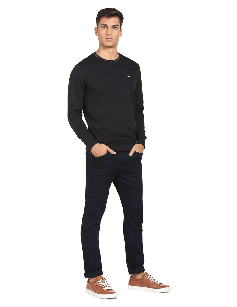 Arrow Black Crew Neck Solid Sweatshirt for Men | Best Price UAE
