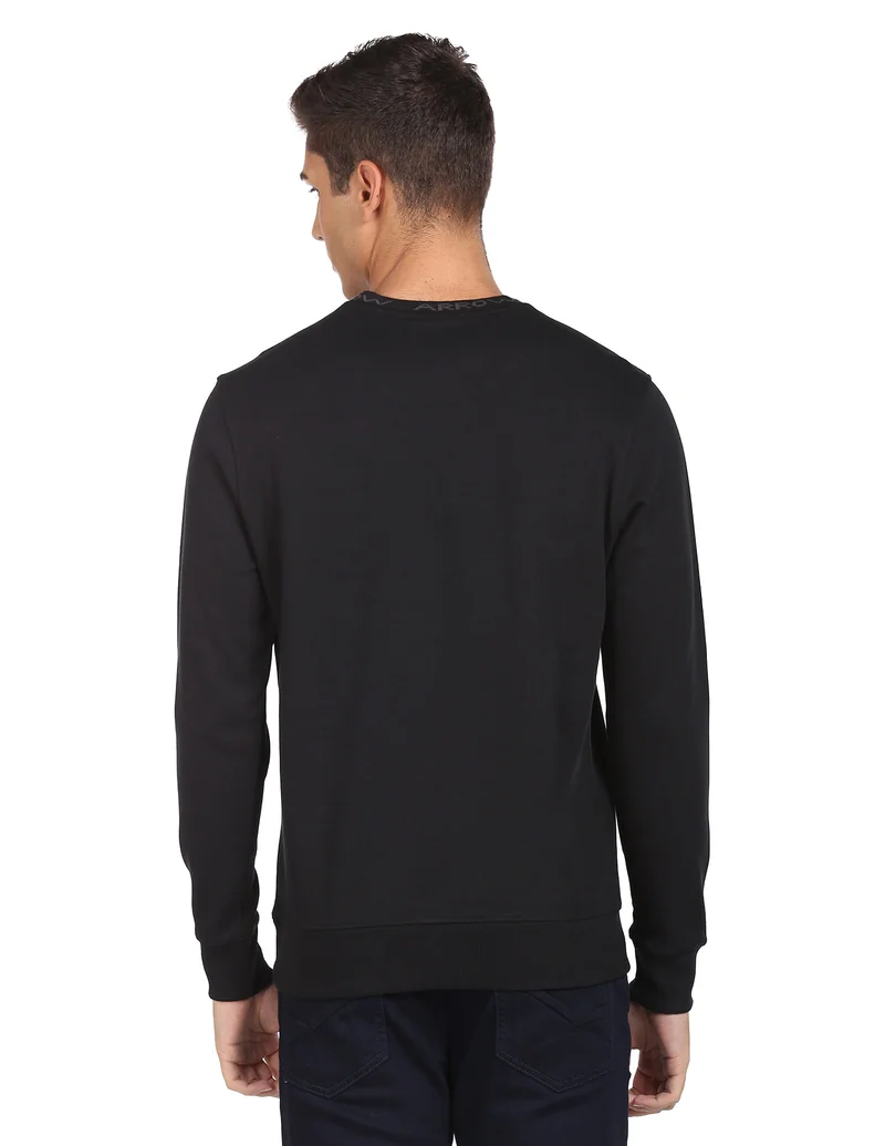 Arrow Black Crew Neck Solid Sweatshirt for Men | Best Price UAE