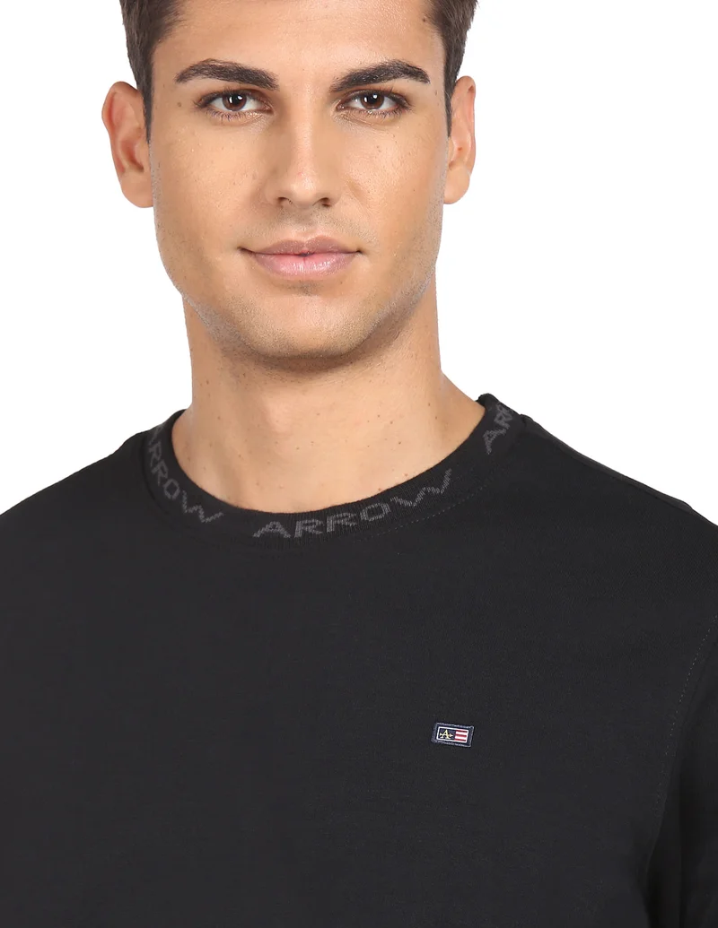 Arrow Black Crew Neck Solid Sweatshirt for Men | Best Price UAE