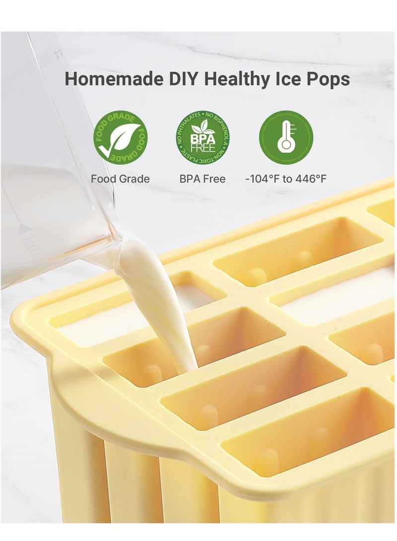Excefore Popsicles Molds, 12 Pieces Silicone Popsicle Molds Easy-Release BPA-free Popsicle Maker Molds Ice Pop Molds Homemade Popsicle Ice Pop Maker with 50PCS Popsicle Sticks+Cleaning Brush - Image 2