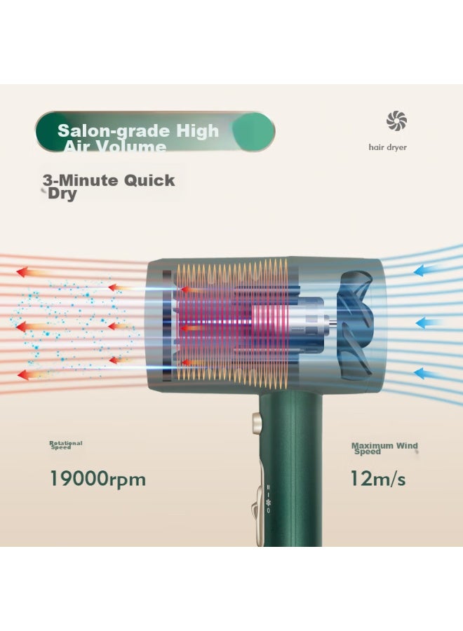 Aux Ionic Hair Dryer, High-power Cold And Hot Air, Large Air Volume, Quick-drying, Quiet Blower, Home Use Hair Dryer, Green Blue Light 7800s - Image 5