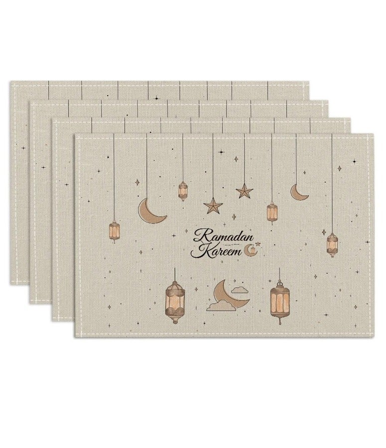 Ramadan Decorations Ramadan Table Placemats  Set of 4 Pieces Size 45×30 cm-4 Pcs - Image 1