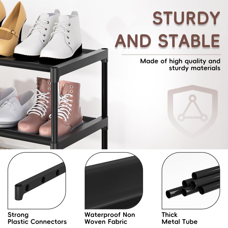 LUKYTOWER Extra Long Shoe Rack 2 Tier Shoe Storage Organizer Wide Stackable Shoe Organizer Racks for Closet Entryway,Shoe Shelf Stand Sturdy Durable Shoes Rack Holder Save Space - Image 5