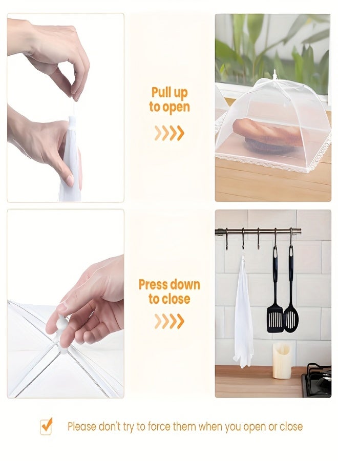 ارواق خيمة طعام شبكية بيضاء كبيرة قابلة للطي والغسل، شبكة شفافة، مثالية للنزهات الخارجية وحفلات الشواء والحفلات، تحمي من الحشرات - Image 4