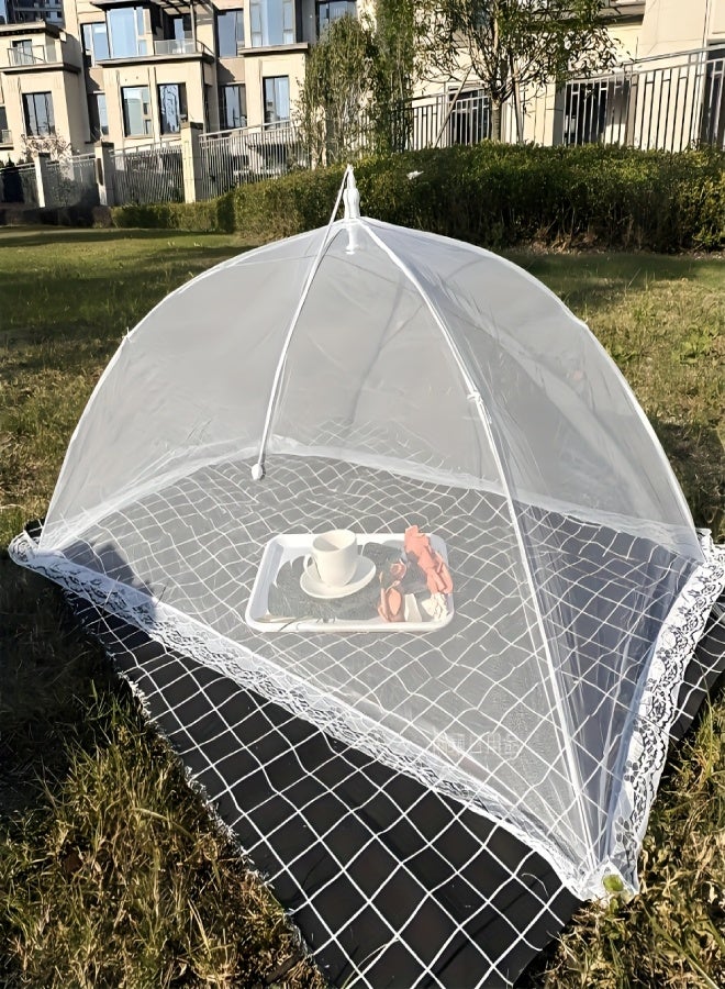 ارواق خيمة طعام شبكية بيضاء كبيرة قابلة للطي والغسل، شبكة شفافة، مثالية للنزهات الخارجية وحفلات الشواء والحفلات، تحمي من الحشرات - Image 3