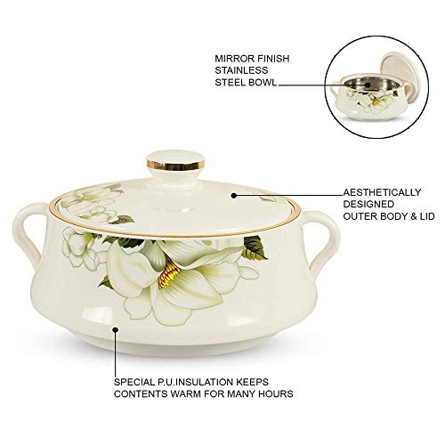 Nayasa Plastic Floral Casserole Lorenzo(500, 1000, 1500 and 2000ml)(White)_Set of 4 - Image 4