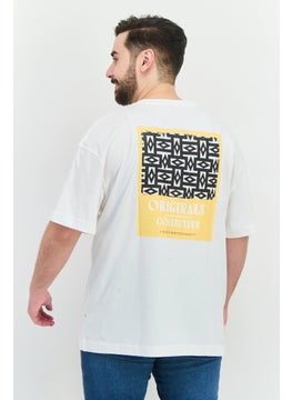 Jack Jones Men Crew Neck Short Sleeves Printed T-Shirt, White  - Image 3