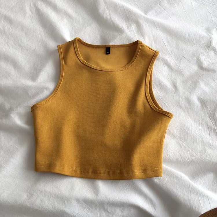 Summer Crop Top Sleeveless Tank Women Orange  - Image 1