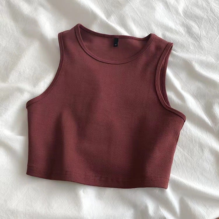 Summer Crop Top Sleeveless Tank Women Orange  - Image 2