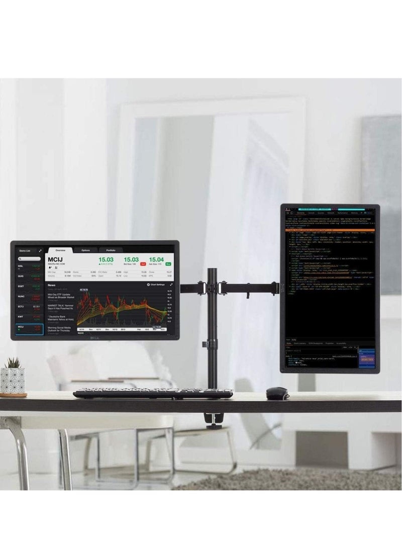 JAJEEK Dual LCD Monitor Desk Mount Stand – Heavy Duty, Fully Adjustable for 2 Screens Up to 27"  - Image 4