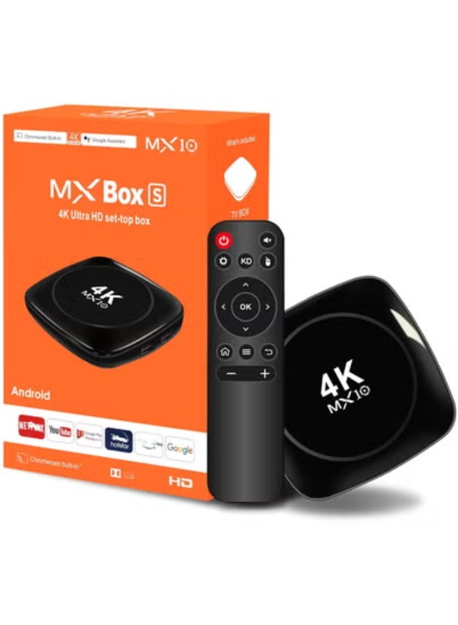 MX10 MX10 Android 13.0 Smart TV Box with Amlogic Quad-Core Processor – 4K Ultra HD AV1 Streaming Media Player for Netflix, YouTube, IPTV – Dual Band WiFi 2.4G/5.8G, Bluetooth 4.1 – HDMI, USB, AV Output – Android ATV Box for Smart Home Entertainment  - Image 1