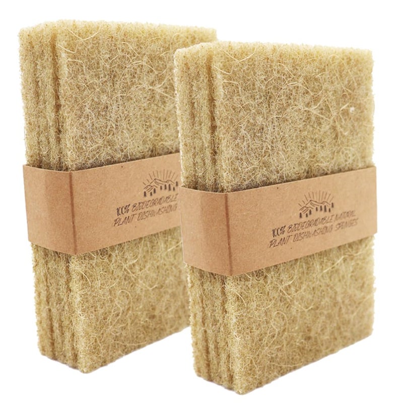 HI FINE CARE Natural Scouring Pads 10 Pack- Dish Scrubber Non-Scratch Sisal Cleaning Scrub Pads, Eco-Friendly Glass Coconut Fiber Kitchen Scrubbers for Pans and Pots, Compostable, Biodegradable (10 Pack) - Image 1